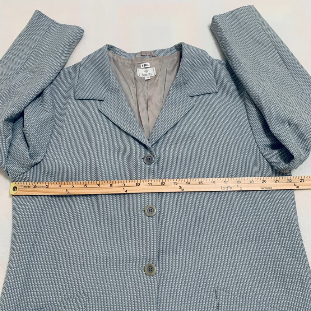 Zanella Blazer Jacket‎ Women's Size 16 Blue Green Geometric Print Made in Italy - Picture 6 of 12